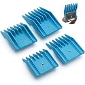 4 Pieces Professional A5-Style Animal Clipper Attachment Guard Guide Cutting Combs Set 76926-900, 1/8", 1/4", 3/8", 1/2", Compatible with Oster Classic 76 A5 Andis AG BG Wahl KM Pet Groomers (Blue)