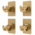4 Pieces Self Adhesive Curtain Rod Bracket Universal Plastic Curtain Rod Holders, No Drill Curtain Rod Brackets Curtain Rod Hooks for Bathroom, Bedroom, Livingroom, Kitchen (Gold)