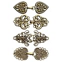 4 Pieces Vintage Sweater Clips, Sweater Clips for Cardigans to Hold Sweater Together, Shawl Collar Clasp Dress Shirt Brooch Clip&amp;Dress Clips Back Cinch