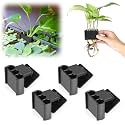 4 Pk Upgraded Aquarium Plant Holder, 3-Hole Hanging Aquarium Plant Holder with Clip, Suitable for Fish Tank Plant Potting, Aquarium Decoration, Plant Holder for Fish Tank, Black