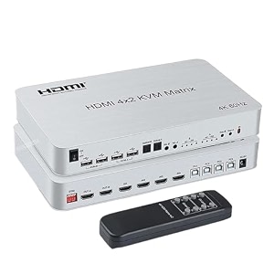 4 port usb hdmi kvm matrix 4x2 dual monitor 4k 60hz hdmi matrix switch splitter audio video converter support usb keyboard mouseau plug