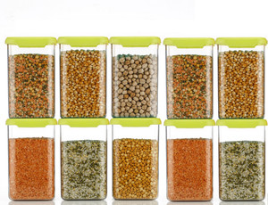 4 sacred plastic grocery container  - 1100 ml pack of 10 green