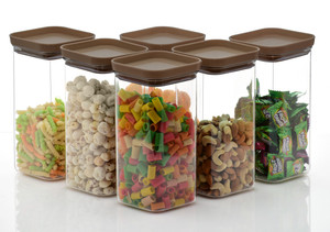 4 sacred plastic grocery container  - 1100 ml pack of 6 brown