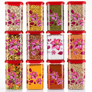 4 sacred plastic grocery container  - 1100 ml pack of 12 pink
