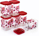 4 SACRED Plastic Grocery Container  - 1100 ml (Pack of 6, Pink)