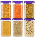 4 SACRED Plastic Grocery Container  - 1200 ml (Pack of 6, Purple)
