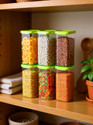 4 SACRED Plastic Grocery Container  - 1500 ml (Pack of 12, Green)