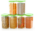 4 SACRED Plastic Grocery Container  - 1500 ml (Pack of 6, Green)