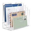 4 Section Clear Acrylic File Organizer, Inclined Desktop File Sorter
