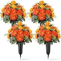 4 Set Fall Cemetery Flowers for Grave