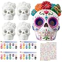 4 Set Halloween Skull Ceramic to Paint, DIY Unpainted Ceramic Sugar Skulls