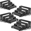 4 Set Large Black Wooden Tiered Riser Display Stands for Vendor Events,Stackable Wooden Cupcake Stand,Farmhouse Decor Wood Dessert Table Display Set,Vendor Booth Display Items,Food Display Risers for