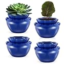 4 Sets African Violet Pots 4 Inch Self Watering Pot for Indoor Ceramic Self Watering Planter for Flower Lovers Ideal Plant Pot Thriving Flower Maintenance