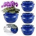 4 Sets African Violet Pots 6 Inch Self Watering Pot for Indoor Ceramic Self Watering Planter for Flower Lovers Ideal Plant Pot Thriving Flower Maintenance