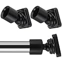 4 Sets Angled Shower Rod Brackets for 25mm Bar - Heavy Duty Wall Mount with Plugs & Screws, Low Cost Solution (4, Black)
