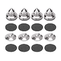 4 Sets Speaker Isolation Stand Feet, Stainless Steel Speaker Base Pads, Shockproof 28-32mm Adjustable Speaker Vibration Absorber Spike Cone Mats for Amplifier Turntable DAC Recorder CD (27x29x5MM)
