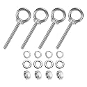 M METERXITY 4-Sets Stainless Eyebolt M6x59mm Shoulder Lifting Eye Bolt with Nuts Washers Male Screw Thread Ring Shoulder Eye Bolts Length 2.32 Inch for Suspending/Fastening