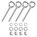 M METERXITY 4-Sets Stainless Eyebolt M6x80mm Shoulder Lifting Eye Bolt with Nuts Washers Male Screw Thread Ring Shoulder Eye Bolts Length 3.15 Inch for Suspending/Fastening