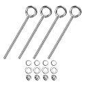 M METERXITY 4-Sets Stainless Eyebolt M8x150mm Shoulder Lifting Eye Bolt with Nuts Washers Male Screw Thread Ring Shoulder Eye Bolts Length 5.91 Inch for Suspending/Fastening