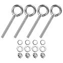 M METERXITY 4-Sets Stainless Eyebolt M8x80mm Shoulder Lifting Eye Bolt with Nuts Washers Male Screw Thread Ring Shoulder Eye Bolts Length 3.15 Inch for Suspending/Fastening