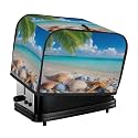 4 Slice Toaster Cover,Coastal Beach Starfish Palm Tree Blue Sky Small Kitchen Appliance Bread Machine Cover with Pockets,Dust &amp; Fingerprint Protection