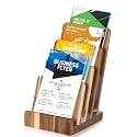 4 Tier Acacia Wood Brochure Display Stand 6 x 9 inch Brochure Holder Pamphlet Display Stand for 5.5 x 8.5 inch 5 x 7 inch Booklets Menus Postcard Holder Multi Purpose Organizer