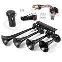 Air Horn for Truck 4 Trumpet Train Horns with Compressor Loud Truck Horn