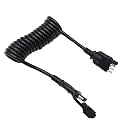 Saihisday 4 Way Flat Trailer Extension Coiled Cable 8 Feet Male and Female Wiring Harness Adapter Extension Wiring Cable with Dust Cover Plug &amp; Play Connector 18 Guage