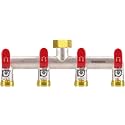 4 Way Garden Hose Splitter, 3/4" GHT Water Spigot Splitter (Red)