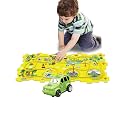 4 Year Old Boy Birthday Gift, Puzzle Racer Kids Car Track Set Puzzle Racer Car Track Set with Roadmap Puzzle Track Car Play Set Toys for 4 Year Old Boys (B-Dinosaur, set2-15PCS)