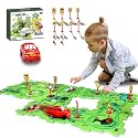 4 Year Old Boy Birthday Gift, Puzzle Racer Kids Car Track Set Puzzle Racer Car Track Set with Roadmap Puzzle Track Car Play Set Toys for 4 Year Old Boys (A-Land, Set1-25pcs)