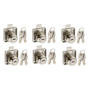 4-you heavy duty zinc multipurpose lock for furniture drawer cupboard cabinet with 2 dimple keys  rust protected lock for 22 mm panel thickness pack of 6