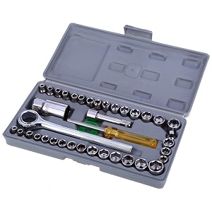 40 in 1 automobile motorcycle tool kit  socket wrench small screwdriver set complete hardware repair box for car bike household portable compact case stainless steel