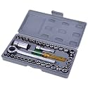 40 in 1 Automobile Motorcycle Tool Kit – Socket Wrench, Small Screwdriver Set, Complete Hardware Repair Box for Car, Bike, Household, Portable Compact Case, Stainless Steel
