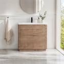 40" Bathroom Vanity with Ceramic Sink, Freestanding Bathroom Vanity with 2-Soft-Close Door, Soft-Closing Hinges &amp; Hidden Handles for Home, Farmhouse, Easy to Clean Design, Imitative Oak