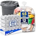 PLASTIC PRINCE 40-45 Gallon Trash Bags, Clear Trash Bags 40"W × 48"L, 12 Micron Clear Garbage Bags, 40-45 Gal High-Density Garbage Can Liners, Fits Square and Round Trash Cans, Pack of 250