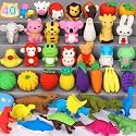 40 Cute Desk Pets for Classroom, Assorted Animal Erasers Bulk for Rewards