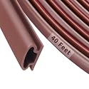 40 Feet Rubber Weather Stripping Door Seal Strip, Self-Adhesive Backing D-Shape Door Weatherstripping for Door Frame Insulation Large Gap, Easy Cut to Size(Brown)