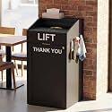 40 Gallon Commercial Trash Can Cabinet with Tray Holder, Wooden Trash Can Cabinet with Top Cup Slot, Heavy-Duty Restaurant Trash Can with Lift Up Door for Cafe Restaurant Office