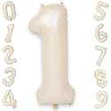 40 Inch Cream Number 1 Balloon, Beige Large Self Inflating Foil One Balloons for 1st Birthday Decorations Boys Girls, Digital 1 Helium Balloon for First Birthday Baby Shower Anniversary Party Supplies
