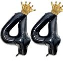 40 inch Large Black 44 Balloon Number with Gold Crown Balloons 44th Birthday Big Foil Mylar Helium Balloon for Women Man 44th Birthday Anniversary Decorations Supplies Favors(Number 44 Balloons）