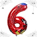 40 inch spider theme number foil balloons, children's party balloon supplies with classic numbers 1 to 9, birthday decoration supplies,number large balloons for spider theme parties (6)