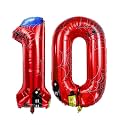 40 inch spider theme number foil balloons, children's party balloon supplies with classic numbers 1 to 9, birthday decoration supplies,number large balloons for spider theme parties (10)