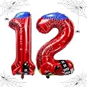 40 inch spider theme number foil balloons, children's party balloon supplies with classic numbers 1 to 9, birthday decoration supplies,number large balloons for spider theme parties (12)