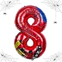 40 inch spider theme number foil balloons, children's party balloon supplies with classic numbers 1 to 9, birthday decoration supplies,number large balloons for spider theme parties (8)