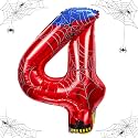 40 inch spider theme number foil balloons, children's party balloon supplies with classic numbers 1 to 9, birthday decoration supplies,number large balloons for spider theme parties(4)