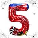 40 inch spider theme number foil balloons, children's party balloon supplies with classic numbers 1 to 9, birthday decoration supplies,number large balloons for spider theme parties(5)