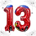 40 inch spider theme number foil balloons, children's party balloon supplies with classic numbers 1 to 9, birthday decoration supplies,number large balloons for spider theme parties (13)