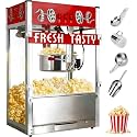 40 Oz Commercial Popcorn Machine, Large Popcorn Maker Machine, Movie Theater Countertop Pop Corn Machine with 3-Switch Control &amp; Tempered Glass Doors, Red