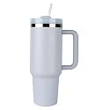 40 Fluid Ounces Tumbler With Handle And Straw Lid, Reusable Stainless Steel Vacuum Insulated Travel Mug Cup, Double Wall Metal Tumbler Cup Keeps Maintains Cold Heat And Ice For Hours (Fog)